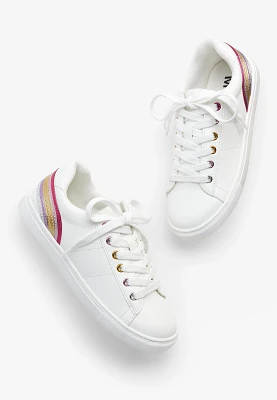 Girls White Rainbow Sneaker