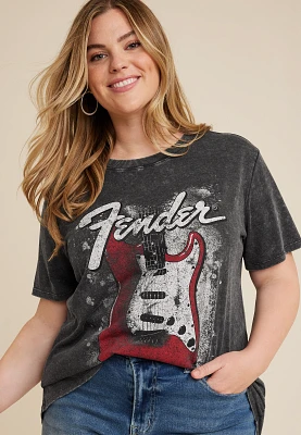 Plus Size Fender Oversized Graphic Tee