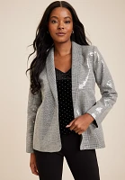 Sequin Plaid Blazer