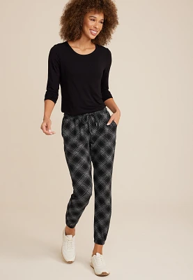 Cloud Stretch Plaid High Rise Jogger