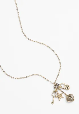 Gold Cluster Charm Necklace