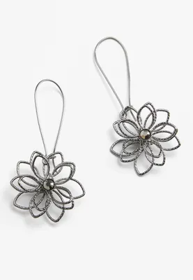 Hematite Floral Drop Earrings