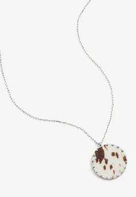 Silver Cowhide Pendant Necklace