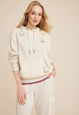 Floral Embroidered Hoodie