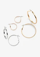 3 Pack Mixed Metals Hoop Earring Set