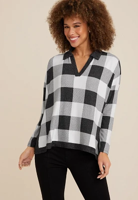 Collared Fairview Plaid Top