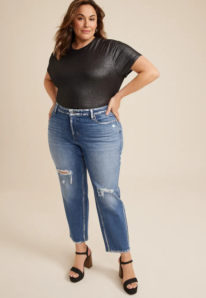 Plus Size edgely™ Mid Rise Relaxed Boyfriend Wide Leg Jean