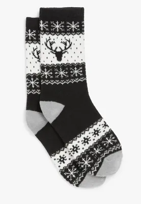 Deer Fair Isle Crew Sock