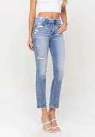 Flying Monkey™ Ankle Slim Straight High Rise Ripped Jean