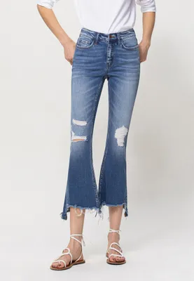 Flying Monkey™ Flare Mid Rise Ripped Cropped Jean