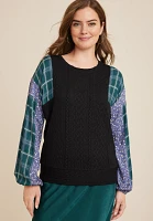 Mixed Media Sleeve Pullover