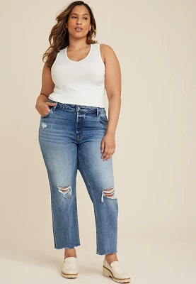 Plus Goldie Blues™ Brooklyn Relaxed Curvy High Rise Ripped Straight Jean