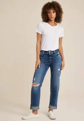 Goldie Blues™ Brooklyn Relaxed High Rise Ripped Straight Ankle Jean