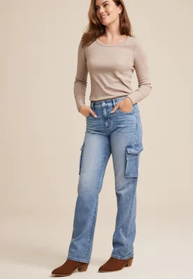 m jeans by maurices™ Nonstretch High Rise Cargo Straight Jean