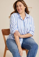 Plus 90s Prep Relaxed Button Up Shirt