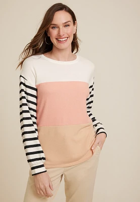 Multi Stripe Blouson Sleeve Mixer Tee