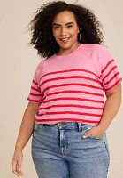 Plus 24/7 Eden Pink Striped Tee