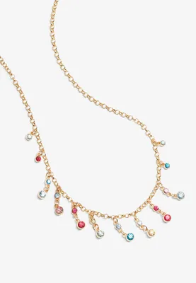 Multicolor Rhinestone Drop Necklace