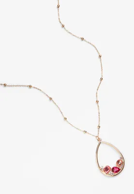 Pink Cluster Pendant Teardrop Necklace
