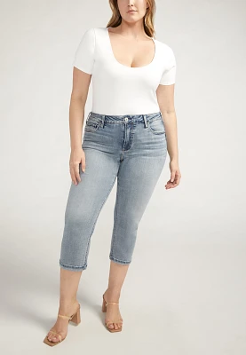 Plus Silver Jeans Co.® Suki Curvy Mid Rise Cuffed Hem Cropped Jean