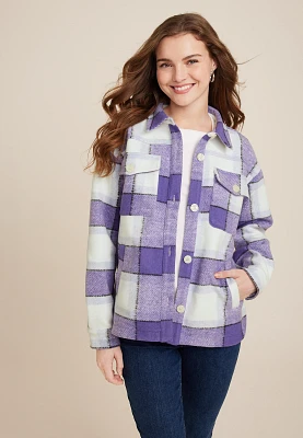 Shoreline Purple Plaid Shortie Shacket​