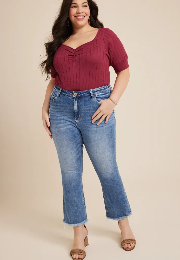 Plus Size m jeans by maurices™ Flare Mid Rise Ripped Jean
