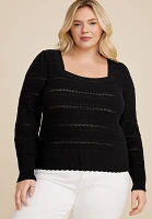 Plus Black Open Stitch Sweater