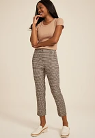 Bengaline Plaid Straight Cropped Dress Pant