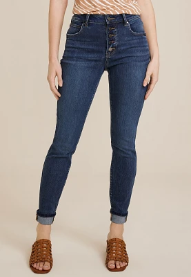 m jeans by maurices™ Everflex™ High Rise Curvy Button Fly Super Skinny Ankle Jean