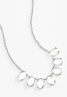 Silver Glass Stone Statement Necklace