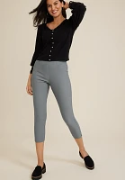 Bengaline Textured High Rise Skinny Cropped Dress Pant