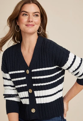 Striped Ribbed Cardigan