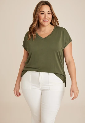 Plus 24/7 Fairhaven V Neck Dolman Tee