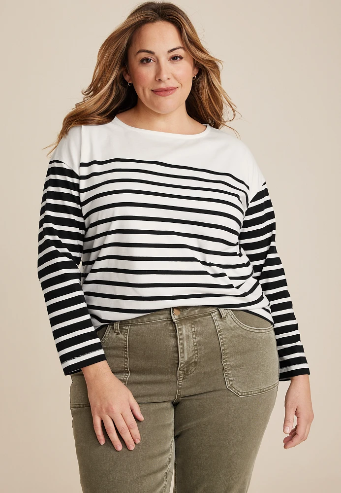 Plus Marina Striped Mixer Tee