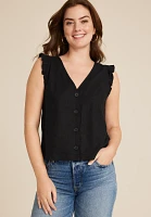 Ruffle Button Front Tank