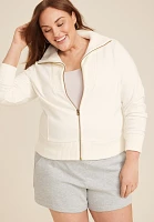 Plus Fleece Zip Up Cardigan