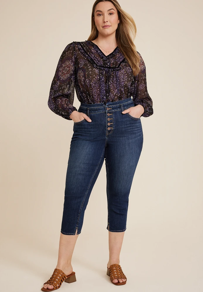 Plus m jeans by maurices™ Cool Comfort High Rise Curvy Stacked Waist Cropped Jean