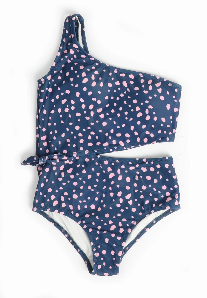 Girls Polka Dot Cut Out One Piece Swimsuit