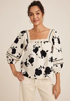 Floral Crochet Trim Blouse