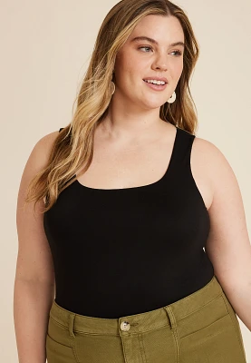 Plus Simply Smooth Double Layer Square Neck Tank Top