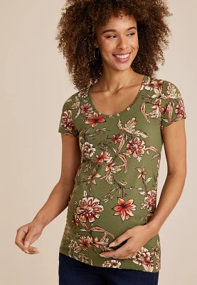 Floral Scoop Neck Maternity Tee