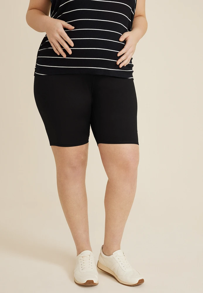 Plus Size Over The Bump Luxe Maternity Bike Short