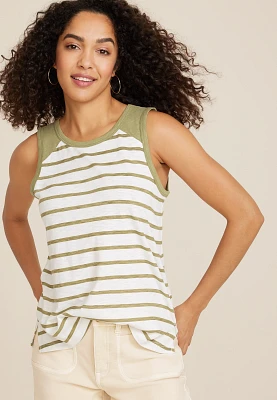 24/7 Eagan Striped Crew Neck Tank Top