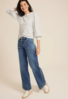 Patch Pocket High Rise Wide Leg Jean