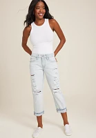 edgely™ Mid Rise Ripped Relaxed Boyfriend Cropped Jean