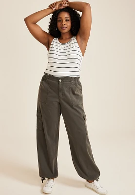 Plus High Rise Utility Straight Pant