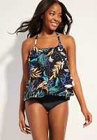 Floral T Back Tankini Swim Top