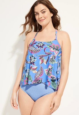 Floral T Back Tankini Swim Top