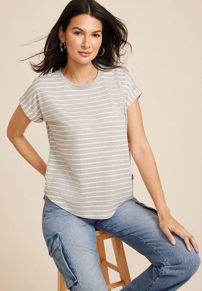 24/7 Clara Striped Short Sleeve Tee