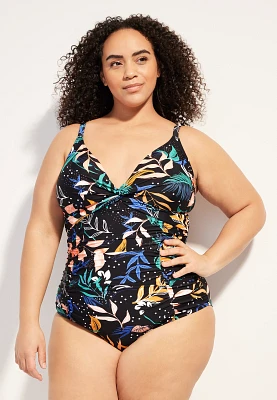 Plus Floral Ruched One Piece Swimsuit